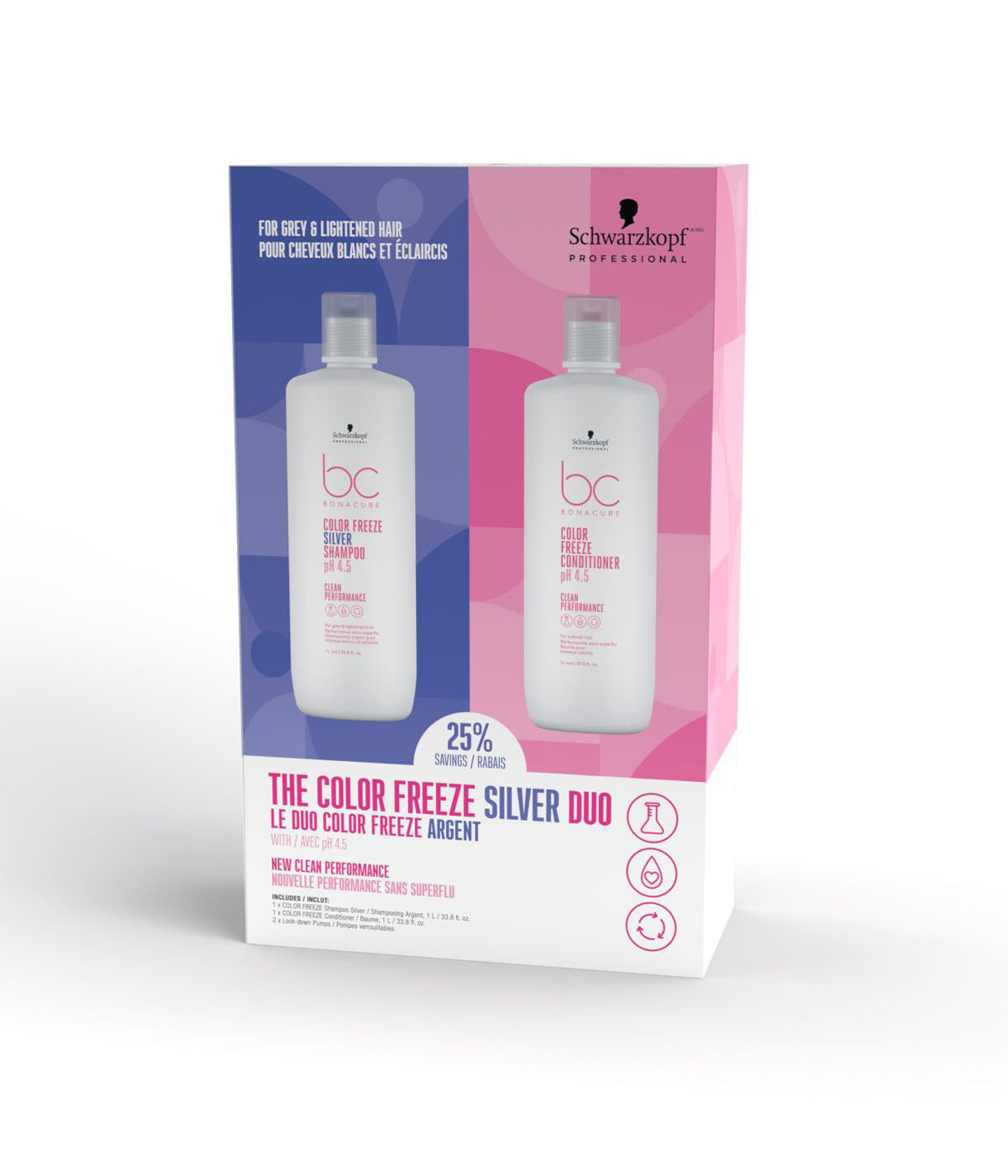 Schwarzkopf BC Clean Color Freeze Silver Litre Duo JA24