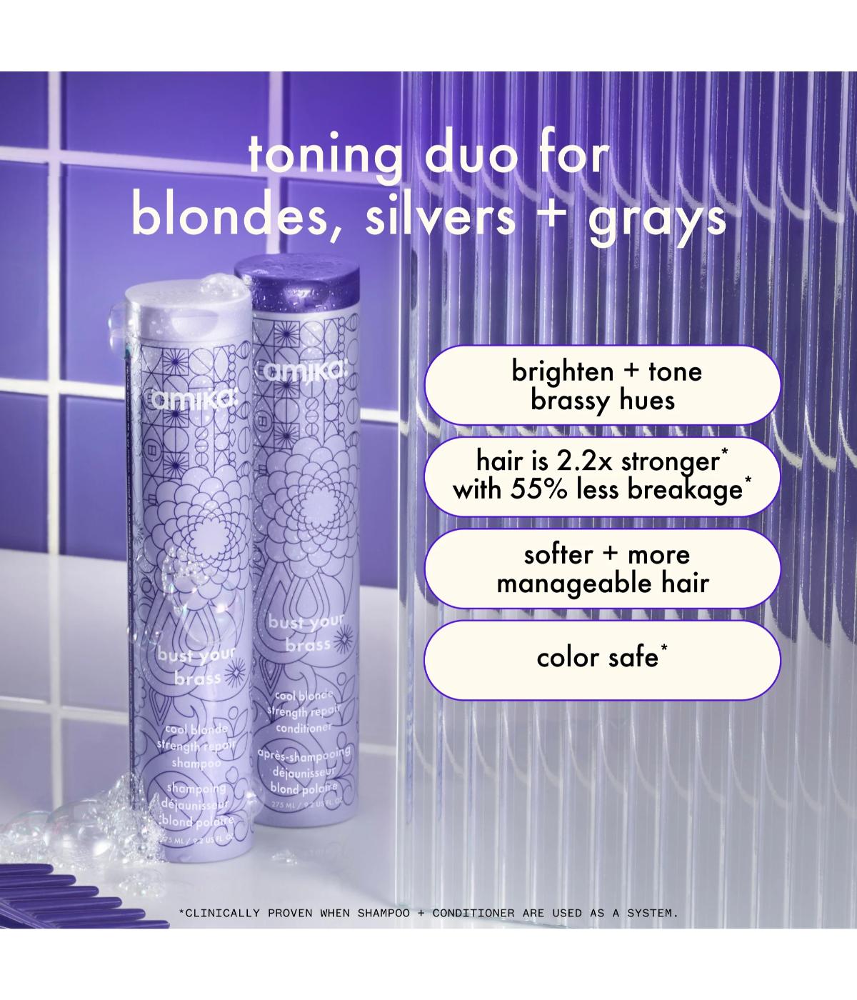 Amika Bust Your Brass Cool Blonde Repair Shampoo 275ml