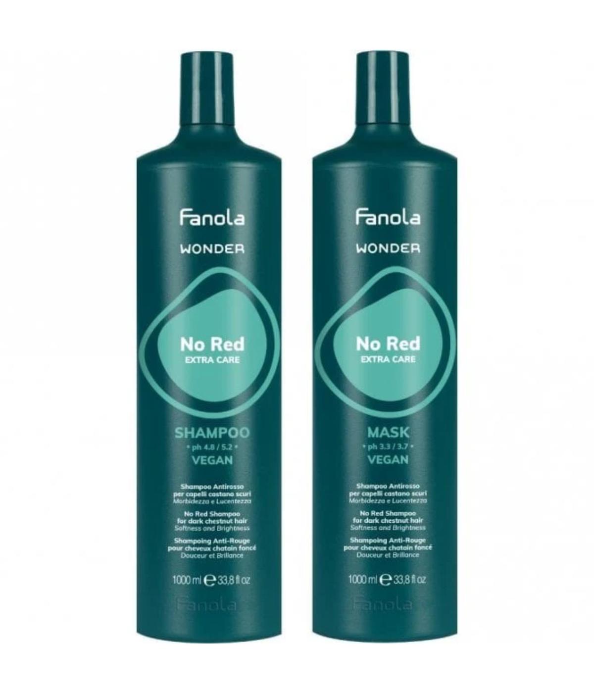 Fanola Wonder No Red Shampoo 1L + 1L Mask JF25