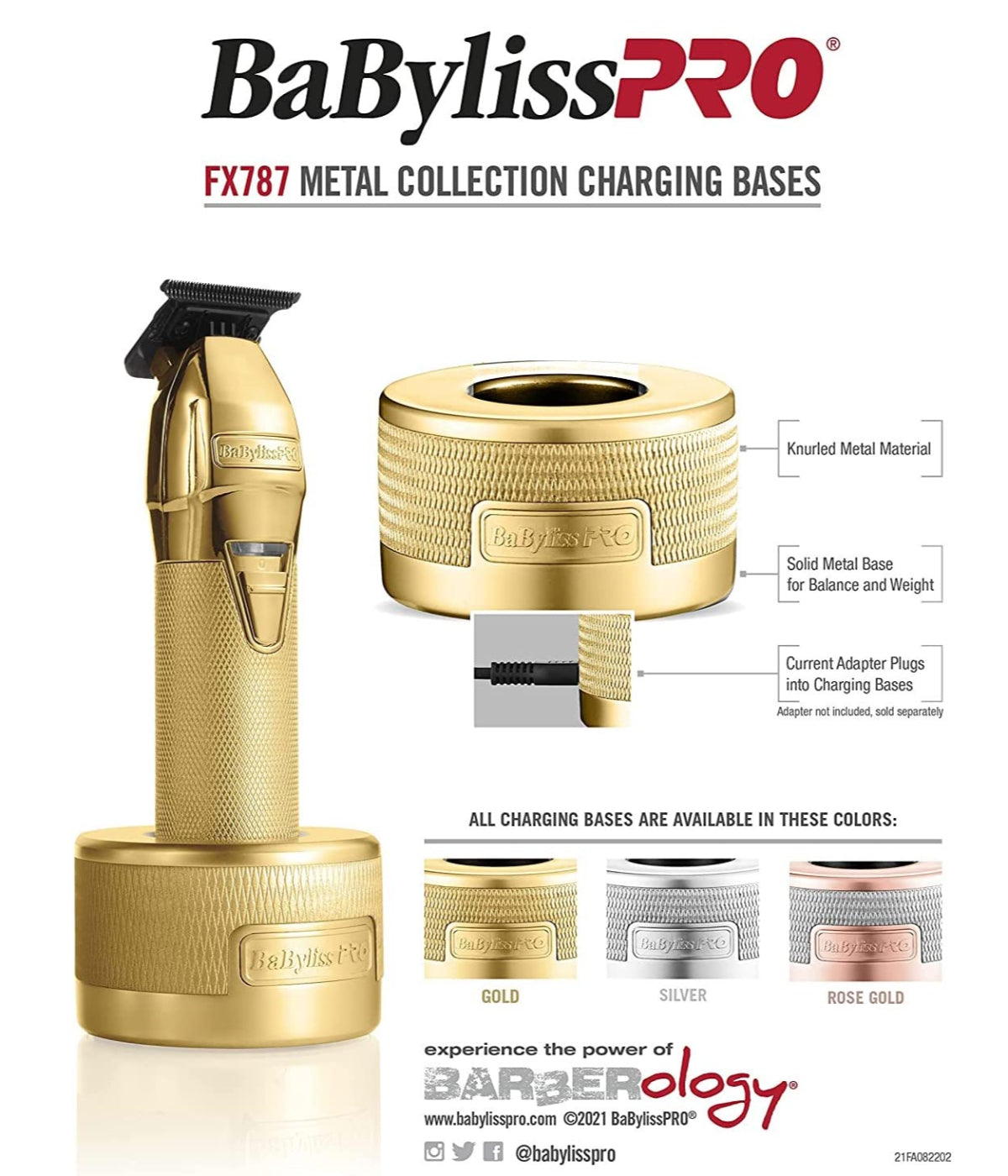 BaBylissPRO Metal Trimmer Gold Charging Base for FX787 Clipper