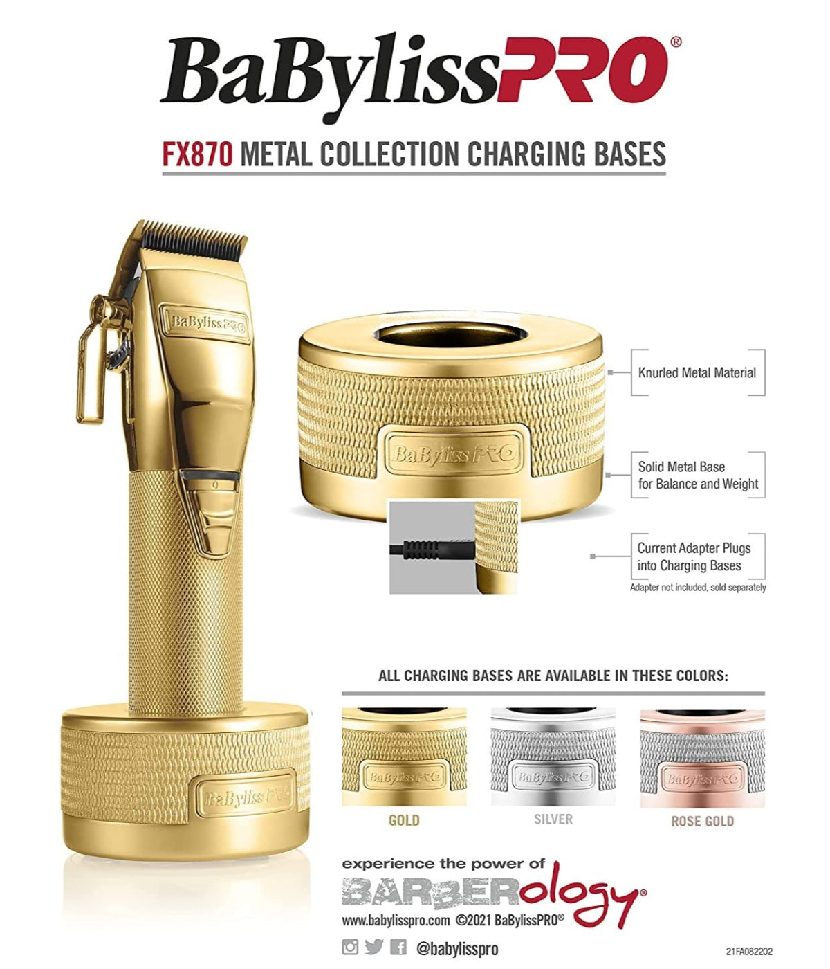 BaBylissPRO Metal Clipper Silver Charging Base for FX870 Clipper