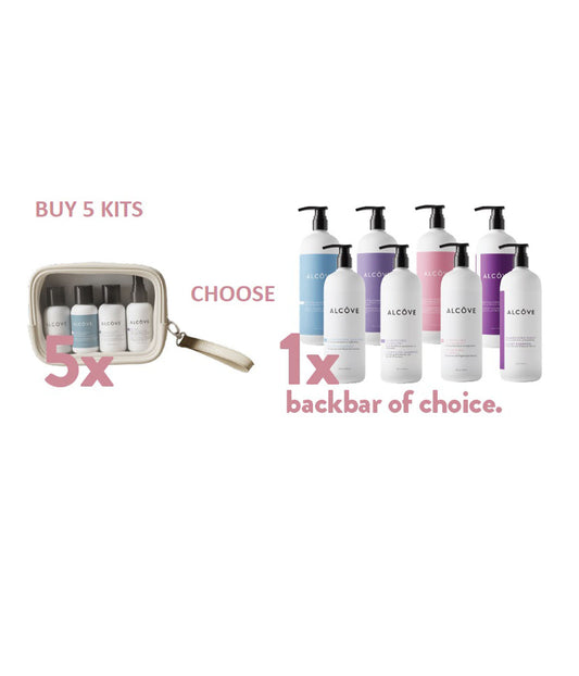 Alcove Buy 5 Travel Kits Get 1 Free Backbar Litre JF24