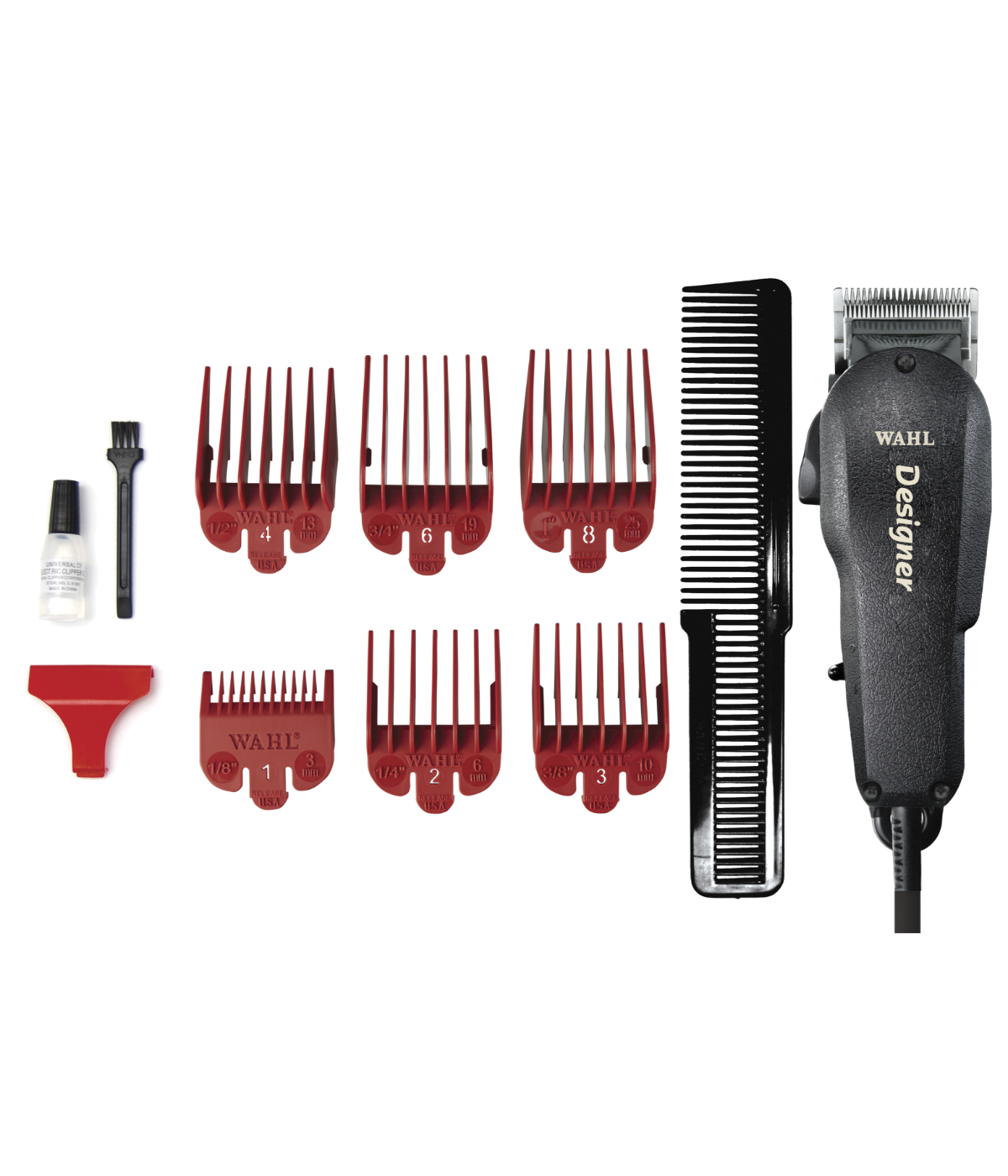 wahl pro designer clipper, 6 guides, oil, brush, comb, guard