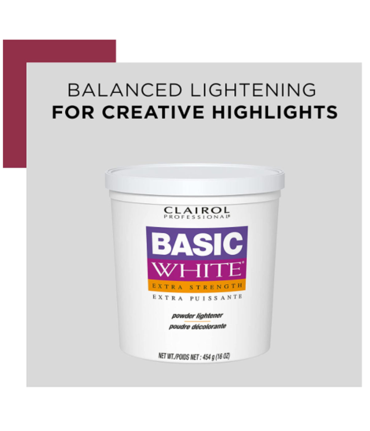 Clairol Basic White Extra-Strength Powder Lightener, 16oz Tub