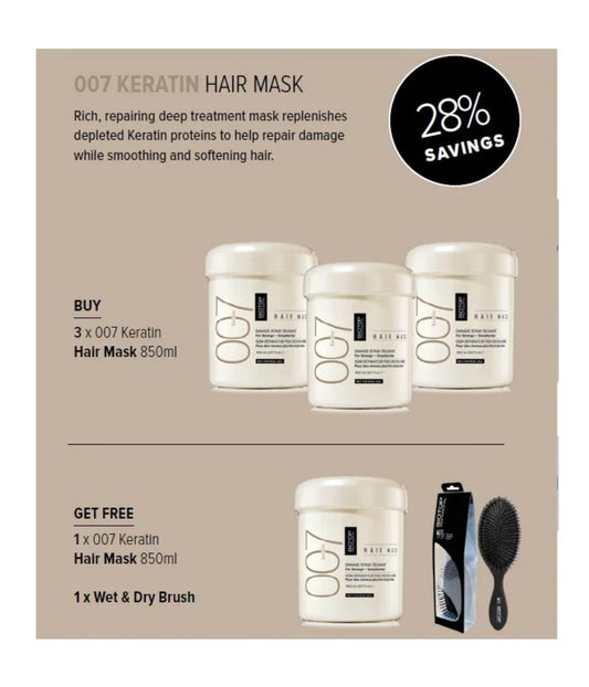 Biotop 007 Keratin Hair Mask 850mL, Buy 3 Receive 1 Free + Hair Brush