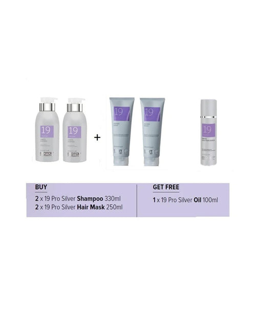 Biotop 19 Pro Silver, Buy Shampoo 330mL and 2x Hair Mask 250mL Receive 1x Oil 100mL Free